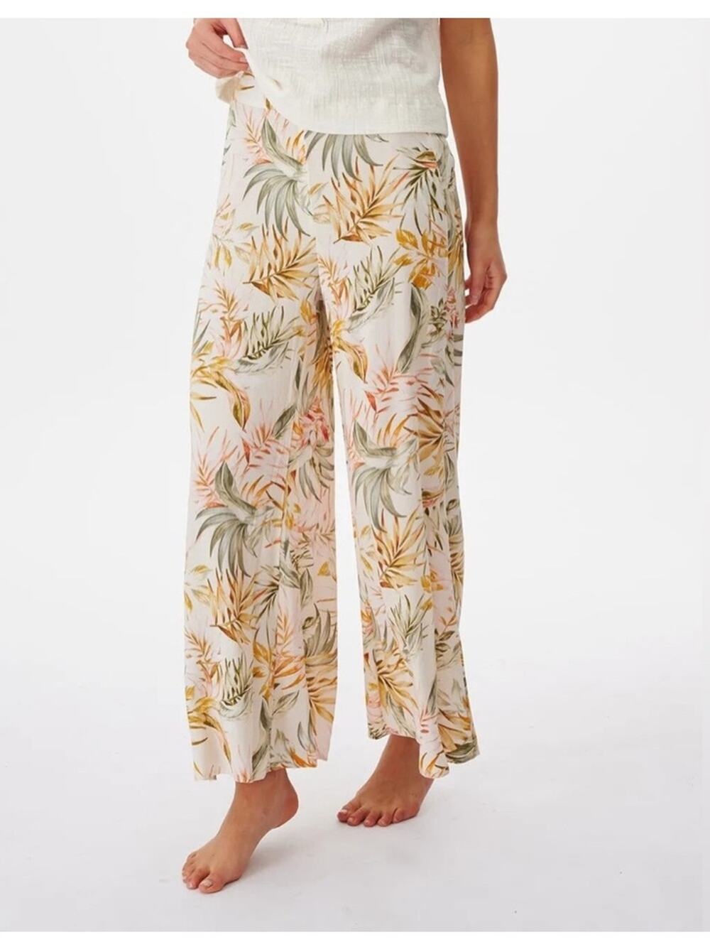 Rip Curl Havana Beach Pants Wide Leg Tropical Leaf Print Size XS
